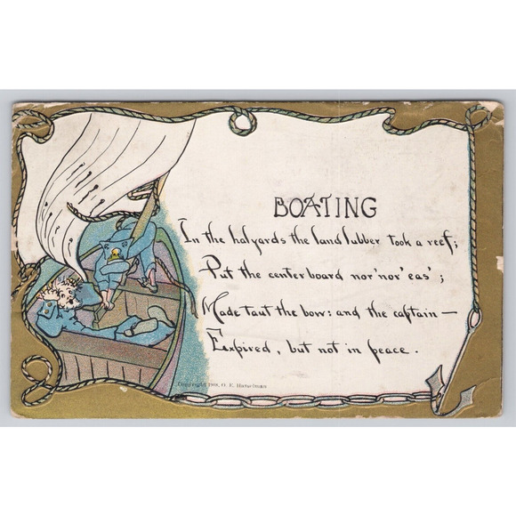 Postcard Boating Poem Halyards of the Landlubber Captain Expired Not in Peace - Picture 1 of 2